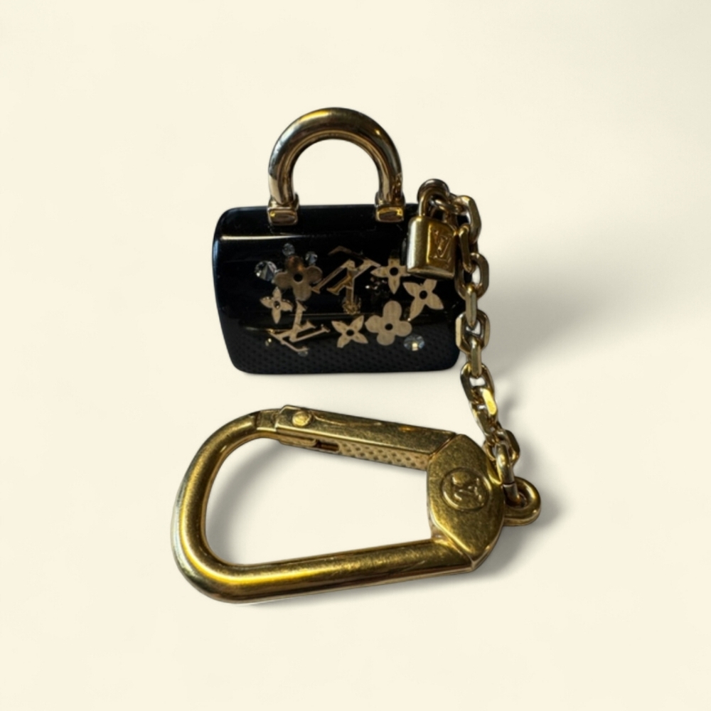 Louis Vuitton BLACK SPEEDY KEY CHAIN BAG CHARM With COA